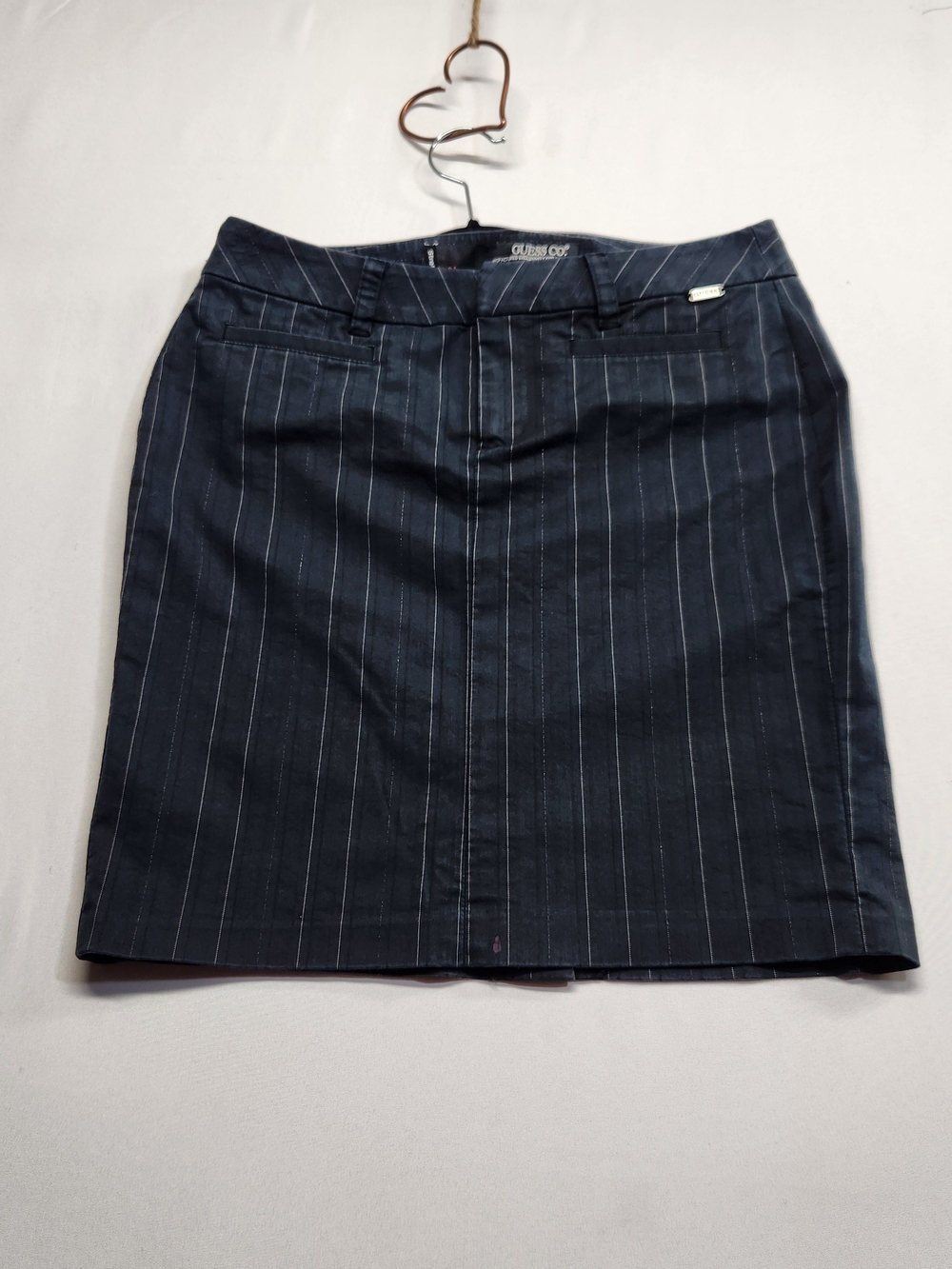 ⭐️Vintage Guess Pinstripe Metallic Low Rise Mini Pencil Skirt 28 90s Y2K Office